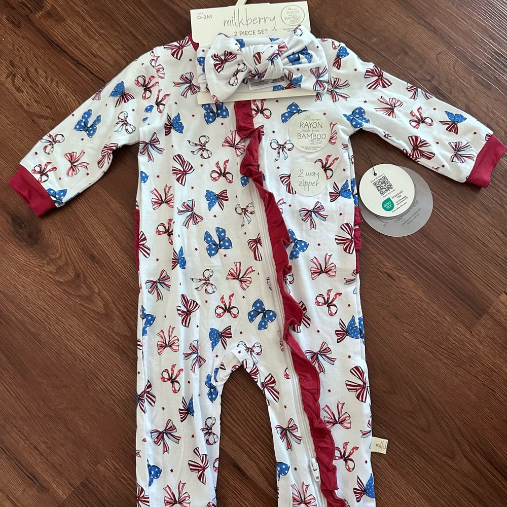 Milkberry Onesie Flags & Bows